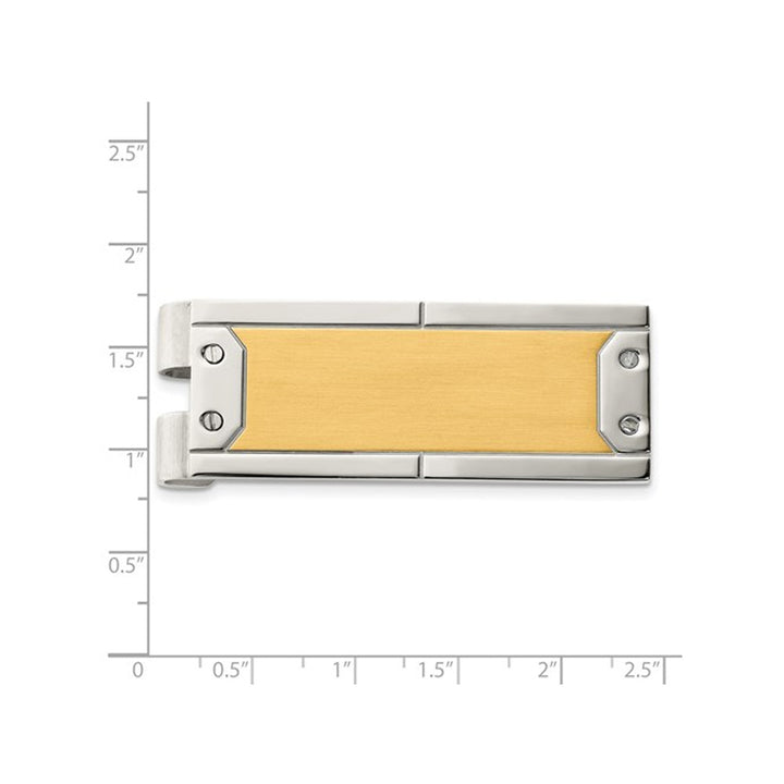 Mens Stainless Steel Money Clip with Yellow Plating Image 4