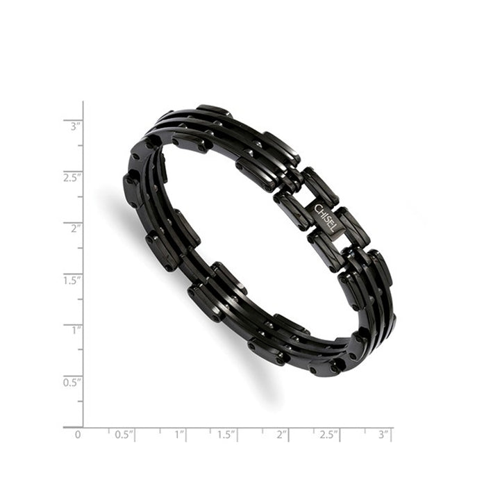 Mens Bracelet in Stainless Steel with Black Plating 8.50 Inches Image 4