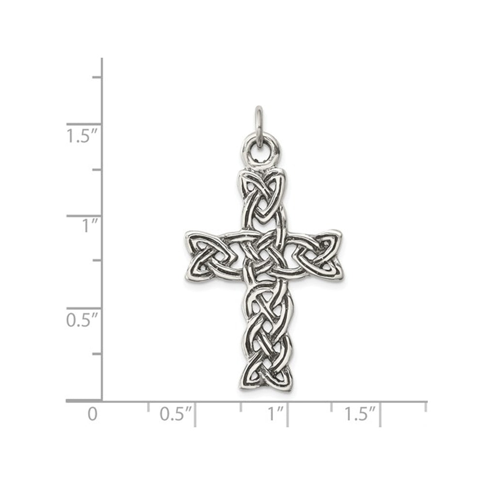 Antiqued Celtic Cross Pendant Necklace in Sterling Silver with Chain Image 2