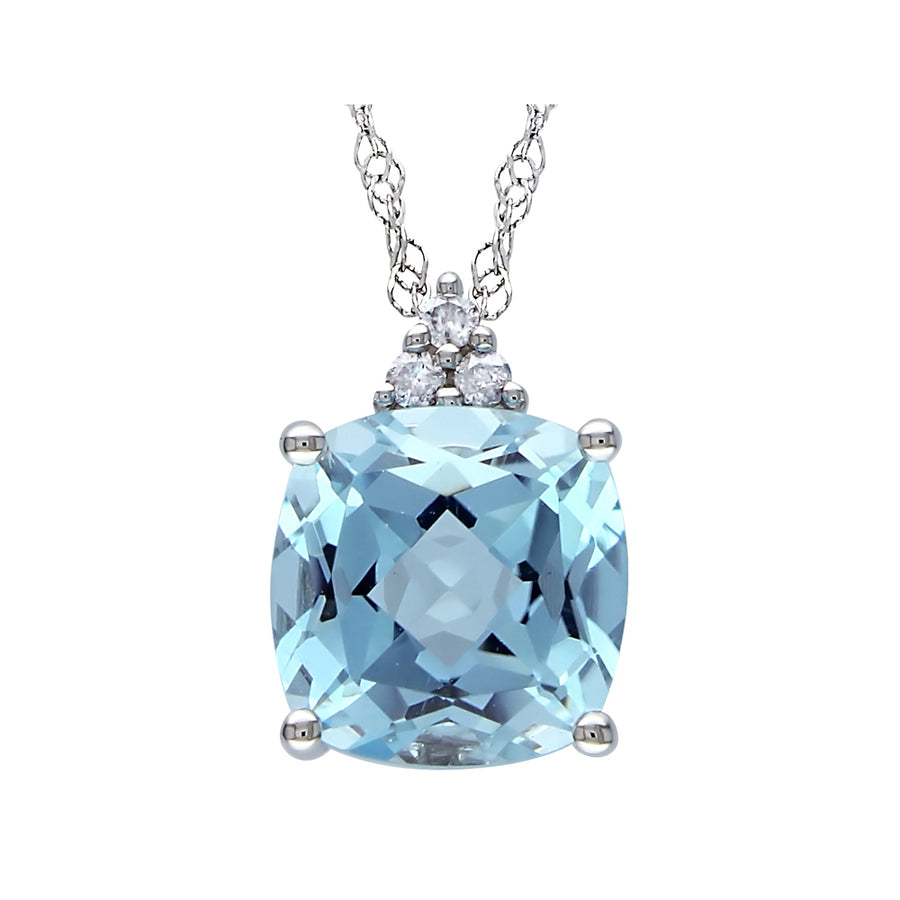 2.5 Carat (ctw) Blue Topaz and Diamond Pendant Necklace in 10K White Gold with Chain Image 1