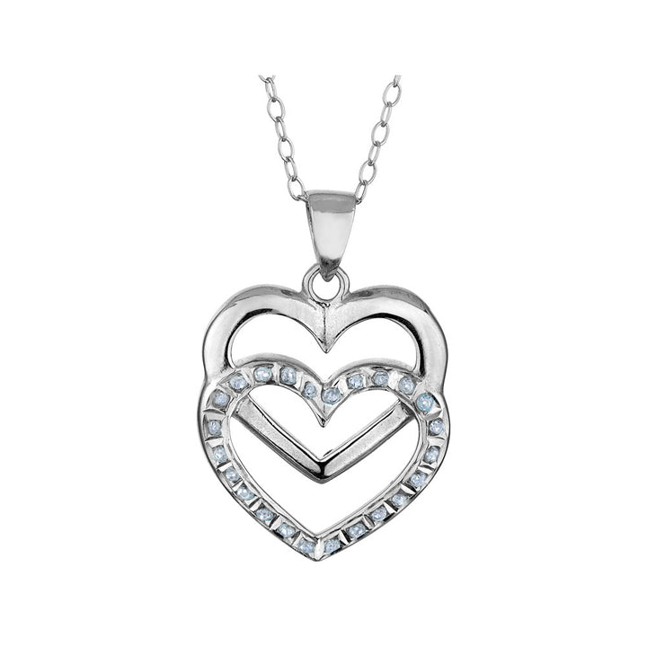 Diamond Heart Pendant Necklace in Sterling Silver with Chain Image 1