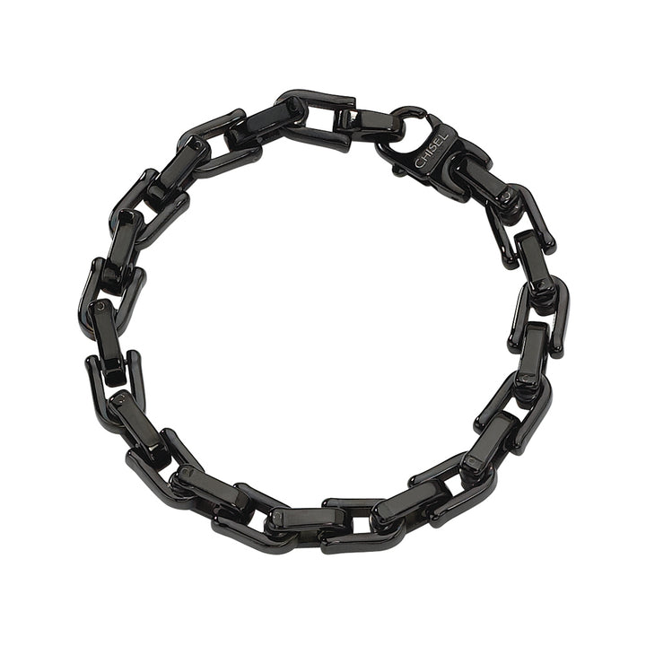 Mens Stainless Steel Bracelet in Black Plating 8.5 Inch Image 1