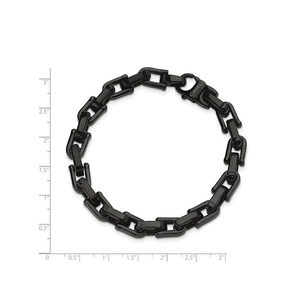 Mens Stainless Steel Bracelet in Black Plating 8.5 Inch Image 2