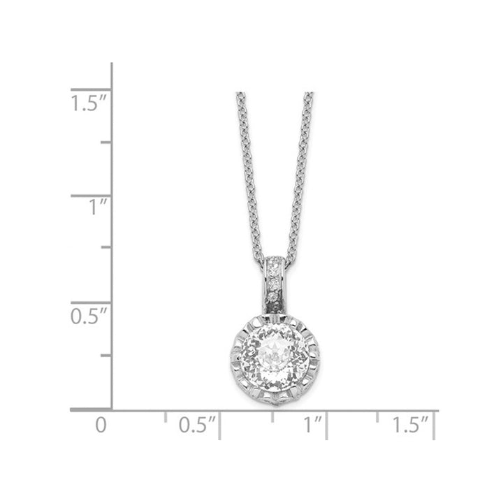 Synthetic Cubic Zirconia (CZ) (CZ) Solitaire Pendant Necklace in Sterling Silver with Chain Image 2