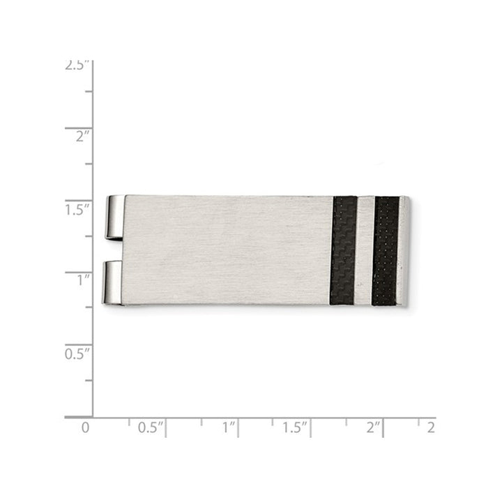 Mens Black Carbon Fiber Money Clip in Brushed Stainless Steel Image 3