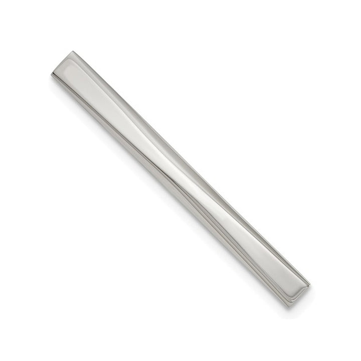 Mens Chisel Tie Bar in Stainless Steel Image 1