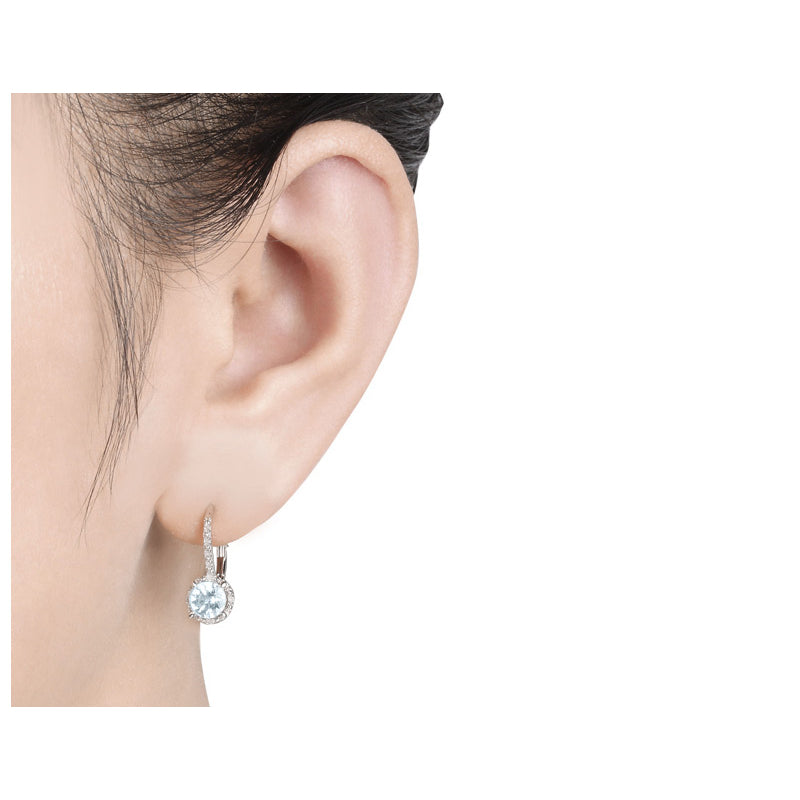 1.50 Carat (ctw) Aquamarine Earrings with Diamonds in Sterling Silver Image 2