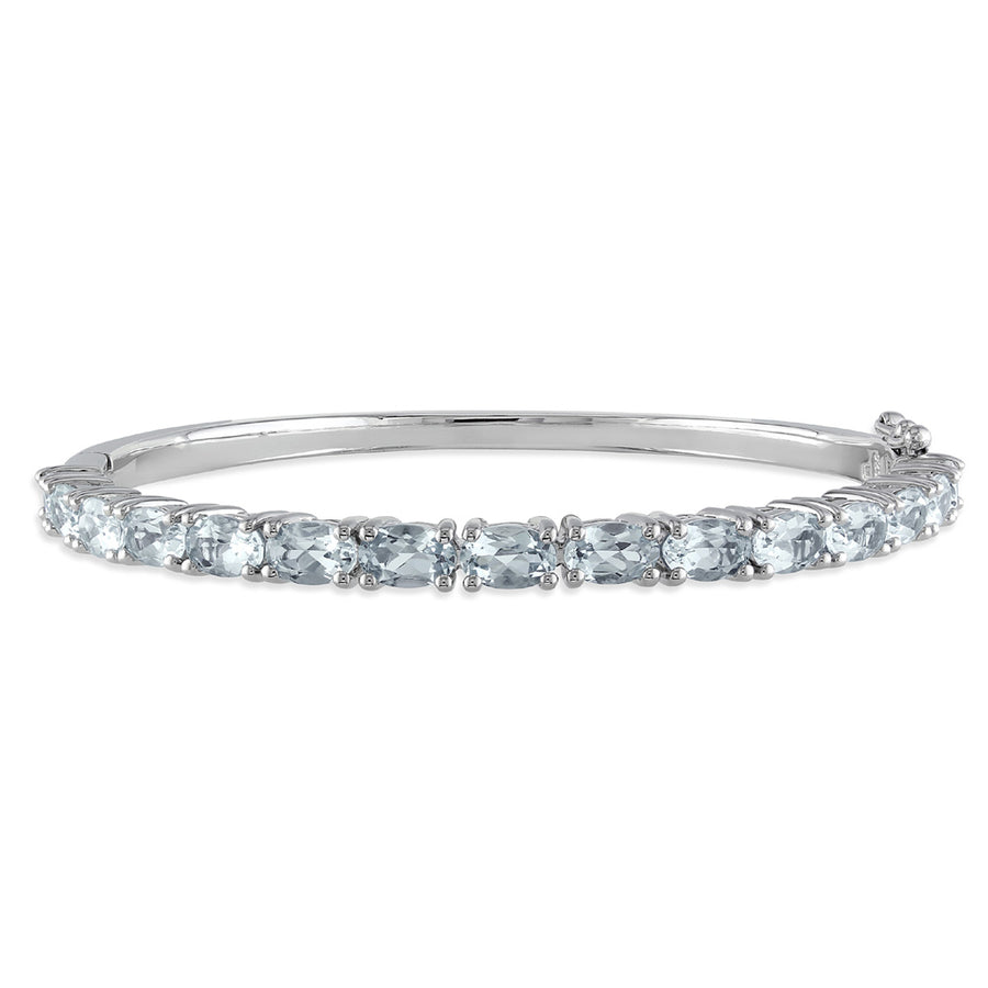 Light Aquamarine Bangle Bracelet 6.30 Carat (ctw) in Sterling Silver Image 1