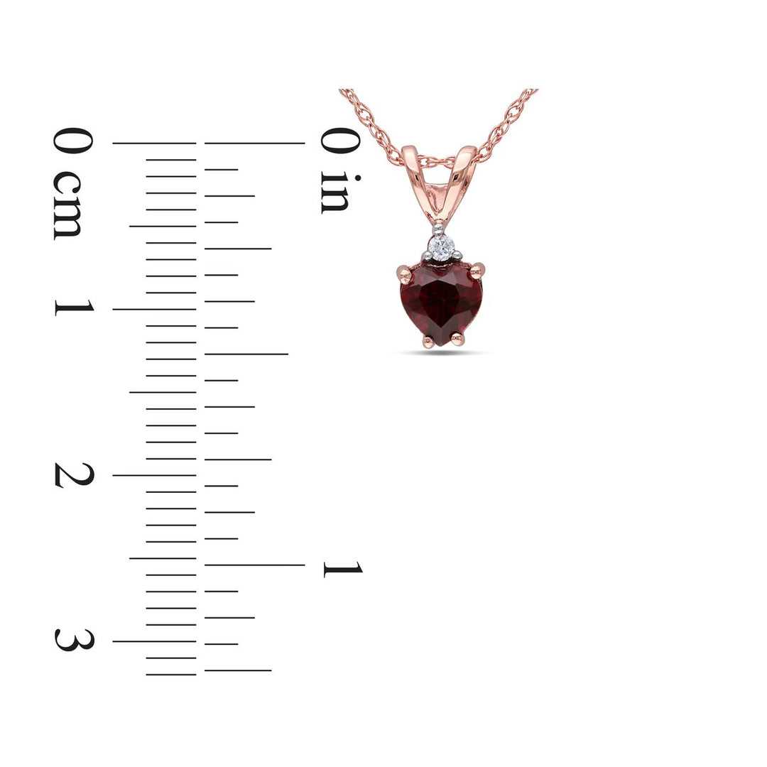 1/2 Carat (ctw) Garnet and Diamond Pendant Necklace in 10K Rose Gold with Chain Image 4