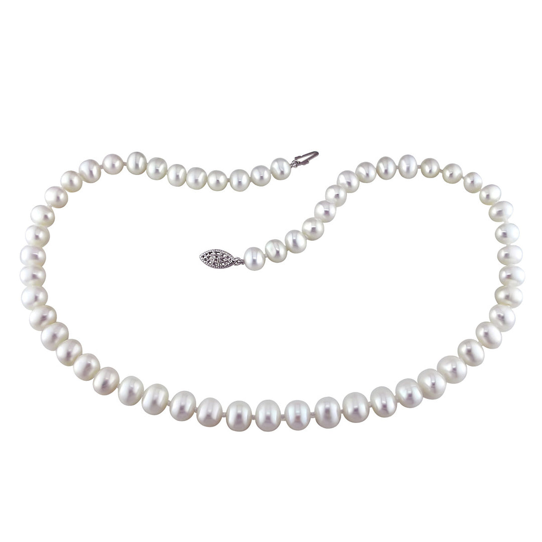 White Potato Freshwater Cultured Pearl 6.5-7mm Necklace (18 inch) in Sterling Silver Image 1