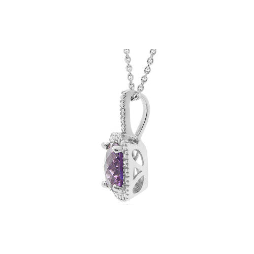 1 3/4 Carat (ctw) Amethyst Pendant Necklace with Diamond Accentin Sterling Silver with Chain Image 2
