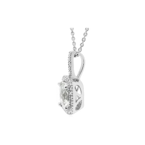 Lab-Created White Topaz Pendant Necklace with Diamond Accent 1 3/4 Carat (ctw) in Sterling Silver with Chain Image 2