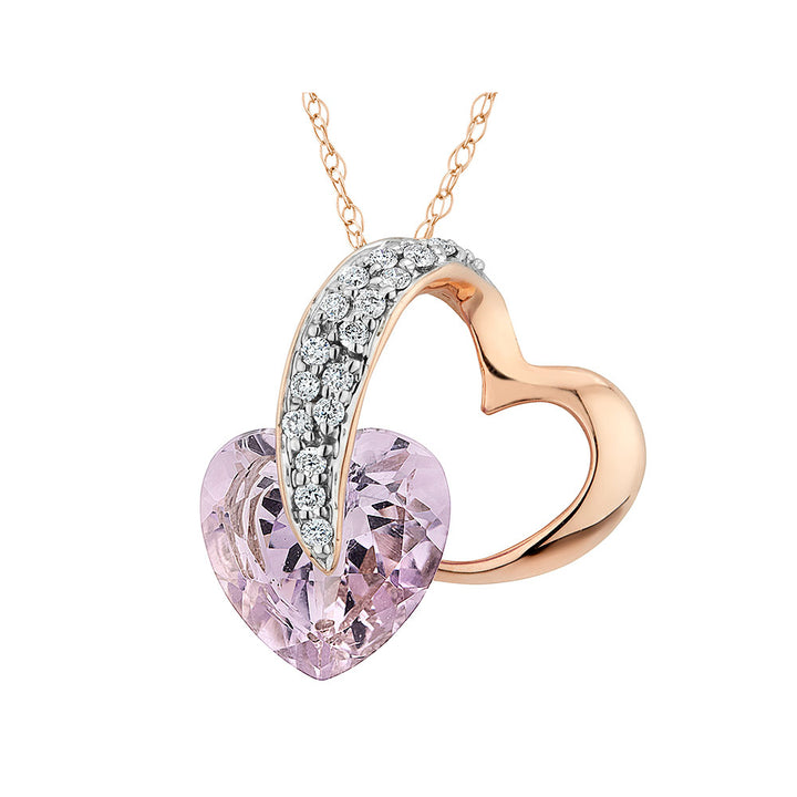 3/4 Carat (ctw) Pink Amethyst Pendant Necklace in 10K Rose PInk Gold with Chain Image 1