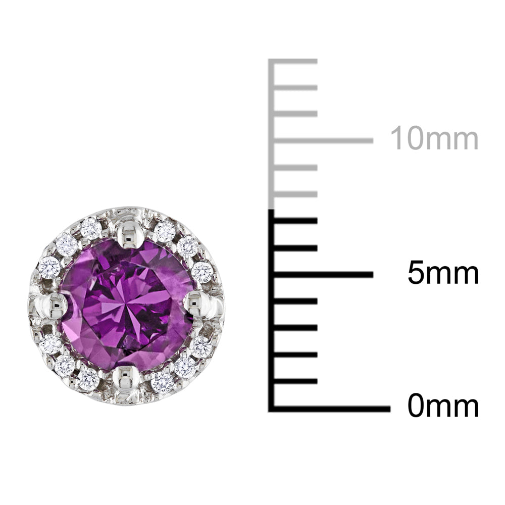 Simulated Alexandrite and Diamond Halo Earrings 1.20 Carat (ctw) in 10K White Gold Image 2