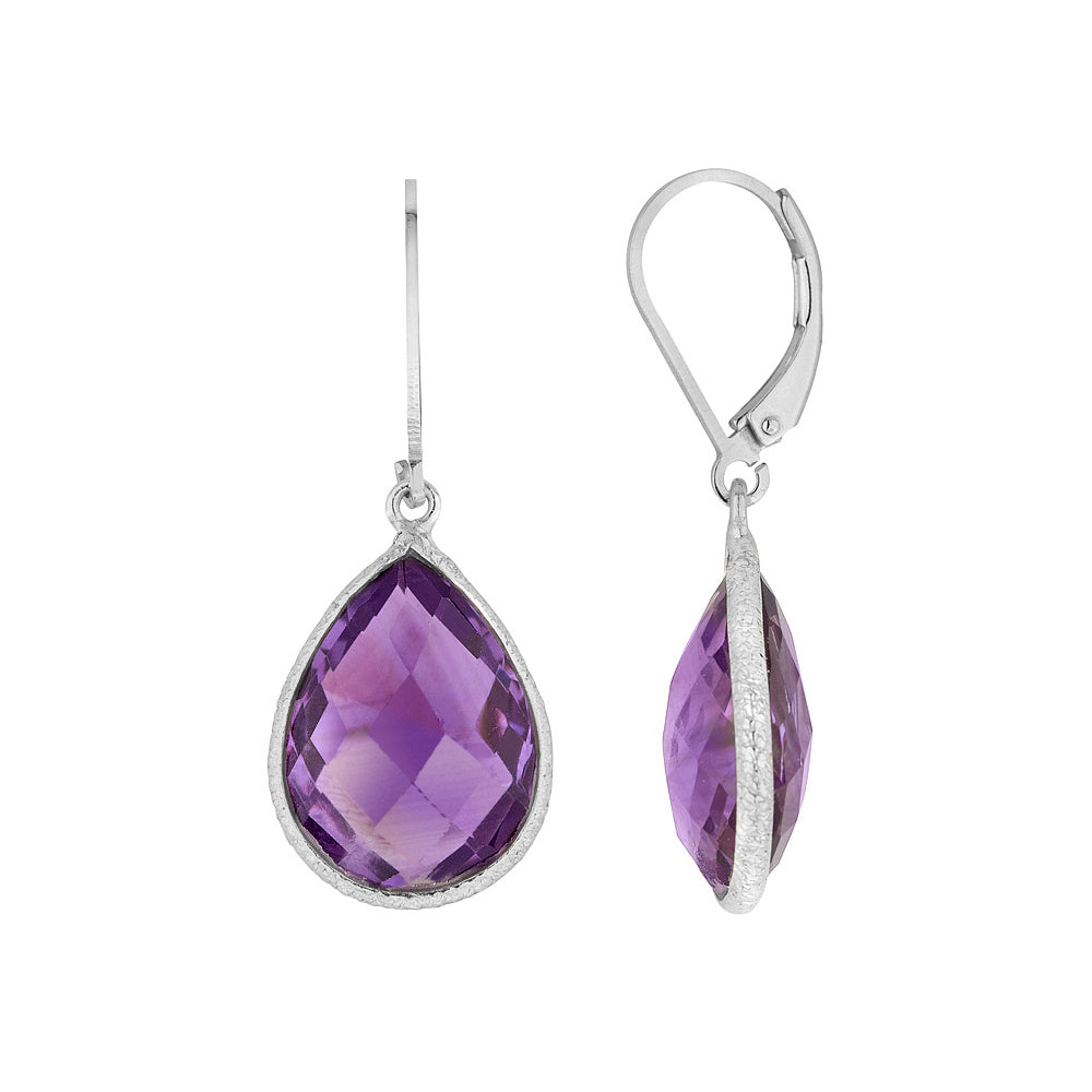 12.0 Carat (ctw) Amethyst Teardrop Earrings in Sterling Silver Image 1