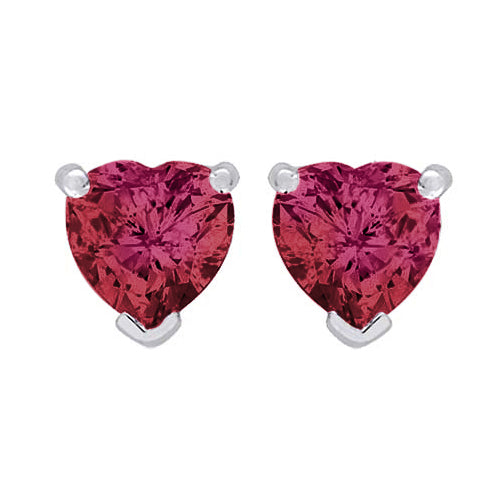 1.50 Carat (ctw) Lab-Created Ruby Heart Earrings and Pendant Necklace Set in Sterling Silver Image 3