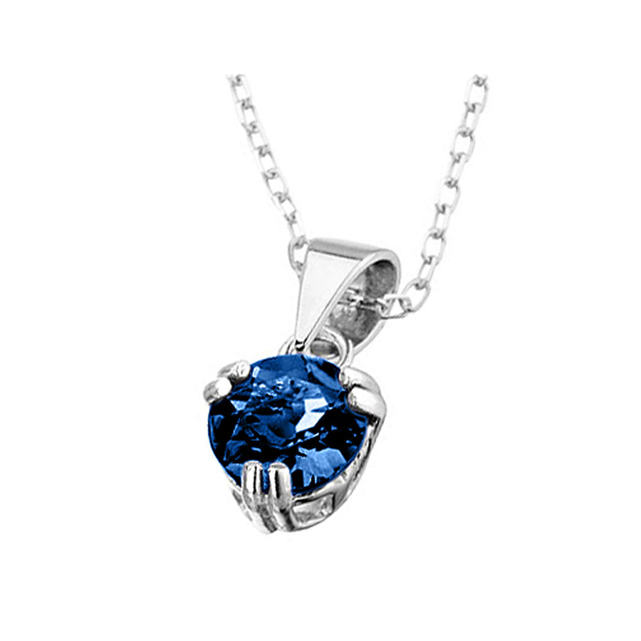 Lab-Created Blue Sapphire 6mm Pendant Necklace in Sterling Silver with Chain Image 1