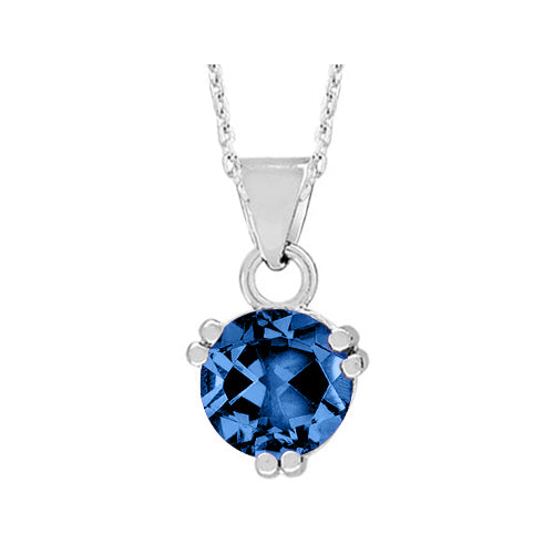 Lab-Created Blue Sapphire 6mm Pendant Necklace in Sterling Silver with Chain Image 2