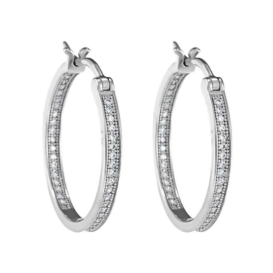 Simulated Crystal Hoop Earrings in Sterling Silver Image 1