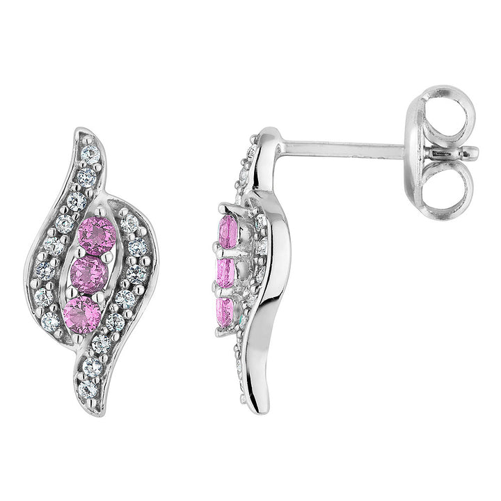 3/10 Carat (ctw) Lab-Created Pink and White Sapphire Earrings in Sterling Silver Image 1