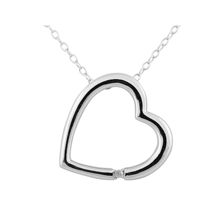 Sterling Silver Open Heart Pendant Necklace with Diamond Accent in Sterling Silver Image 1