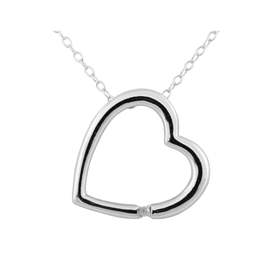 Sterling Silver Open Heart Pendant Necklace with Diamond Accent in Sterling Silver Image 1