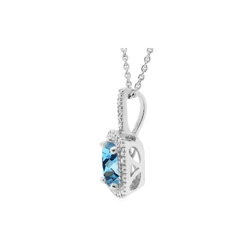 Blue Topaz Pendant Necklace with Diamond Accent 1 3/4 Carat (ctw) in Sterling Silver with Chain Image 2