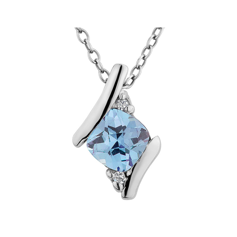 Lab-Created Blue Topaz Pendant Necklace 2/5 Carat (ctw) in Sterling Silver with Chain Image 1