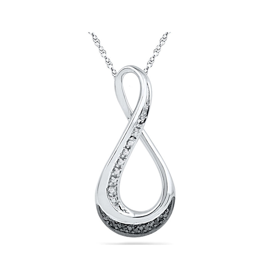 Black and White Diamond Infinity Pendant Necklace in Sterling Silver with Chain Image 1
