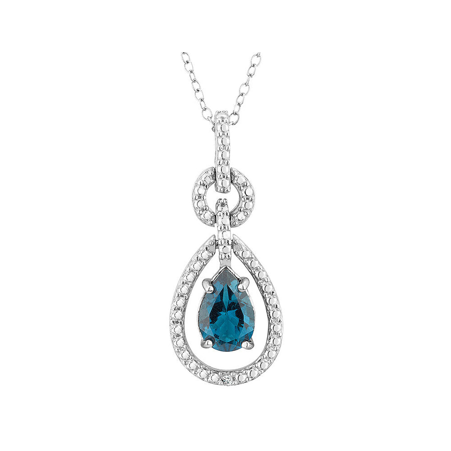 Blue Topaz Pendant Necklace with Diamond Accent in Sterling Silver with Chain Image 1