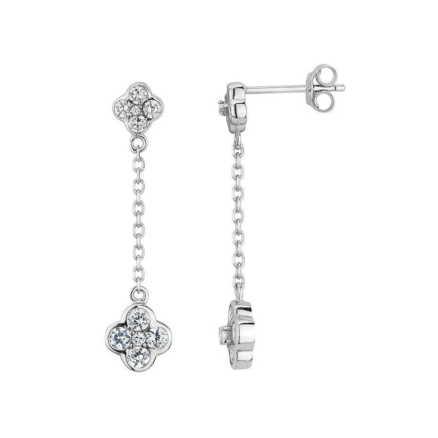 Created White Topaz Flower Earrings in Sterling Silver Image 1