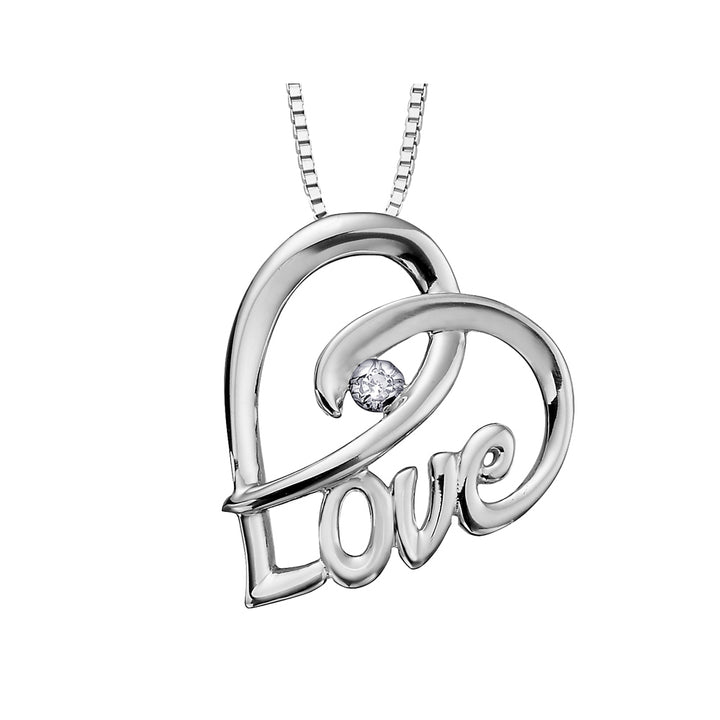 Sterling Silver Love Heart Pendant Necklace with Chain Image 1