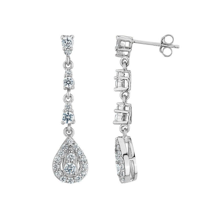 Created White Topaz Tear Drop Earrings in Sterling Silver Image 1