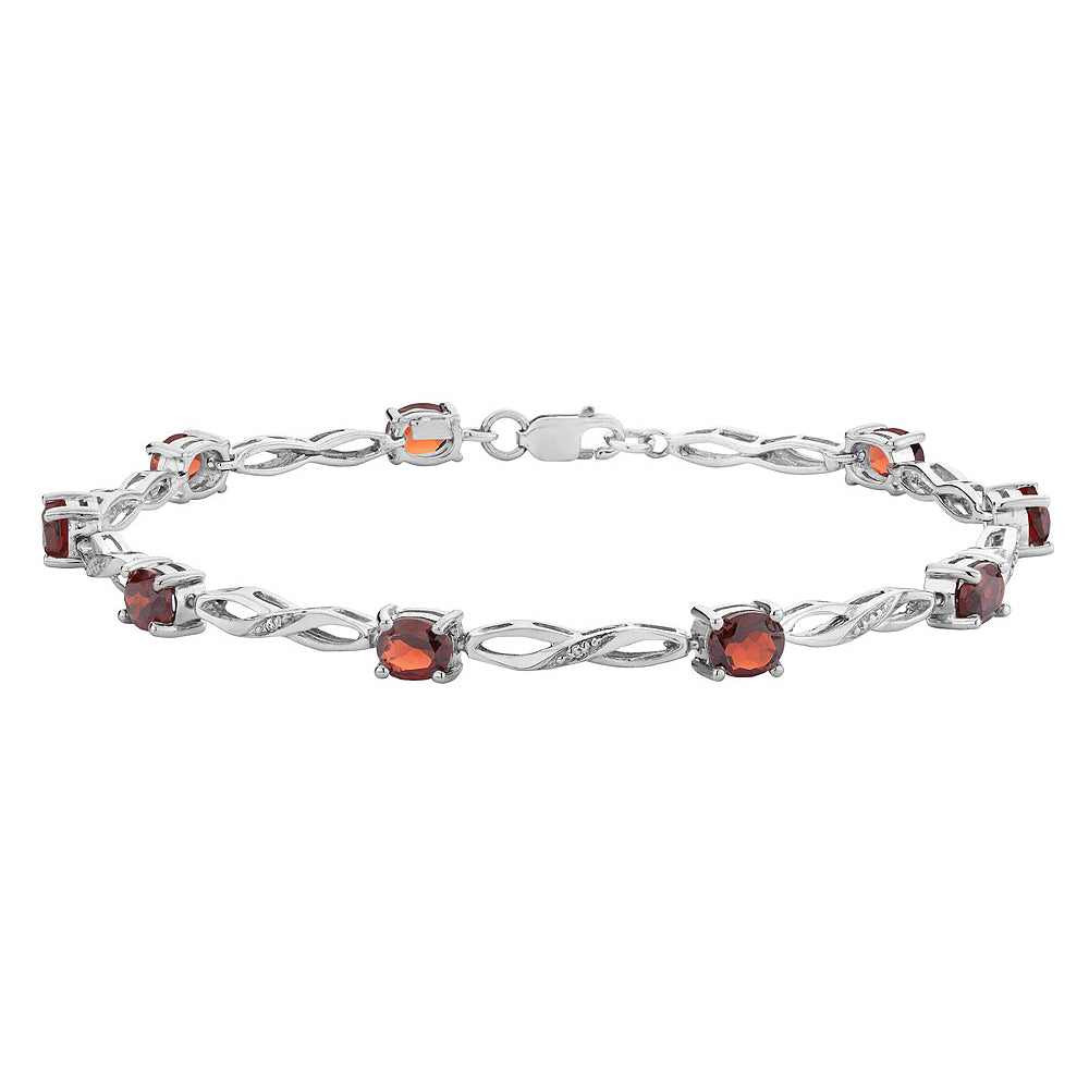 2.00 Carat (ctw) Garnet Infinity Bracelet in Sterling Silver Image 1