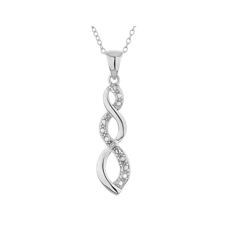 Infinity Pendant Necklace with Diamond Accents in Sterling Silver with Chain Image 1