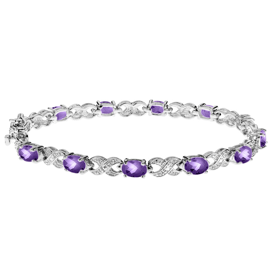 4.00 Carat (ctw) Amethyst Bracelet in Sterling Silver Image 1