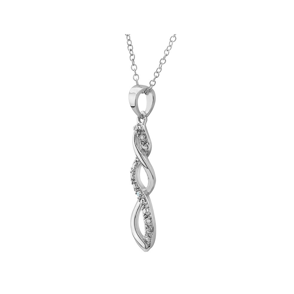 Infinity Pendant Necklace with Diamond Accents in Sterling Silver with Chain Image 2