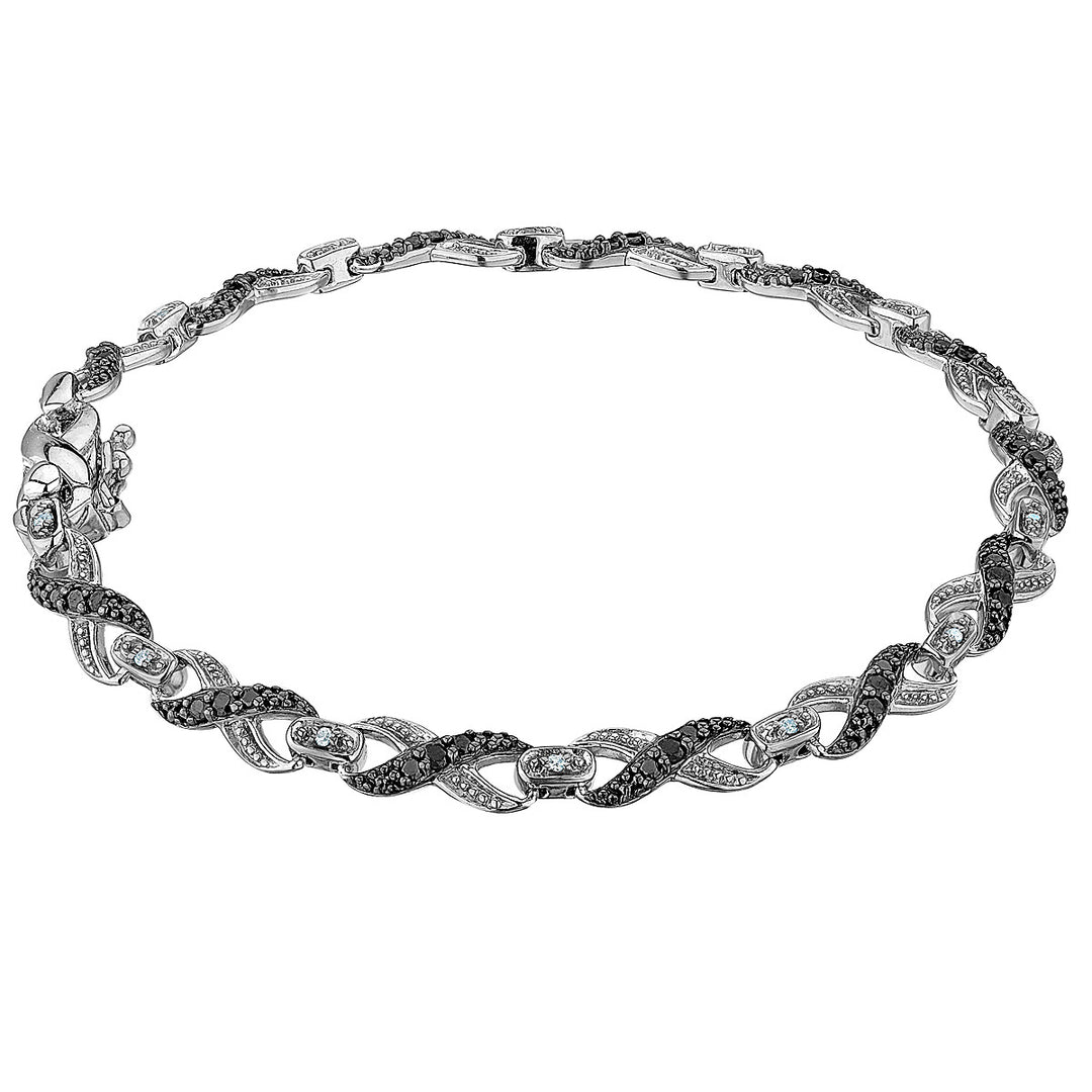 1/2 Carat (ctw I2-I3) Black and White Diamond Infinity Bracelet in Sterling Silver Image 1