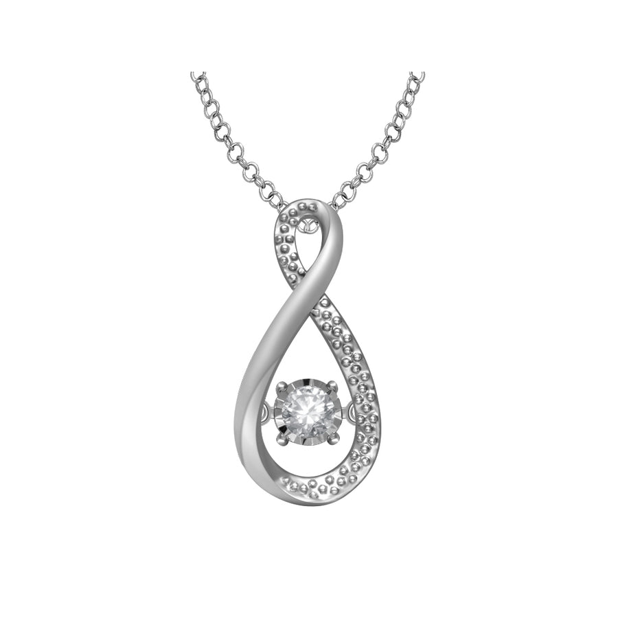 Glittering Stars Diamond Infinity Pendant in Sterling Silver with Chain Image 1