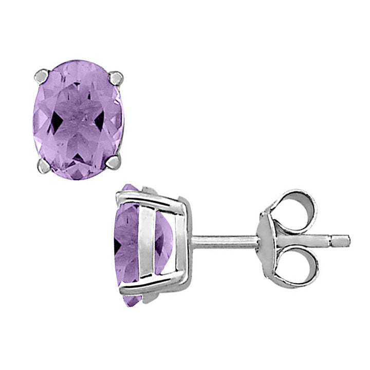 Purple Amethyst Earrings 1.20 Carat (ctw) in Sterling Silver Image 1