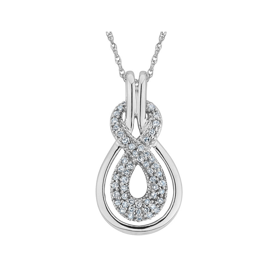 1/4 Carat (ctw) Infinity Diamond Pendant Necklace in 10K White Gold with chain Image 1