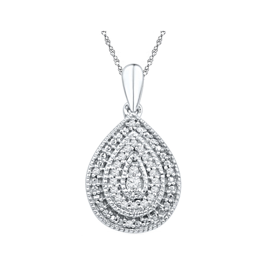 Diamond Teardrop Pendant 1/10 Carat (ctw) in Sterling Silver with Chain Image 1