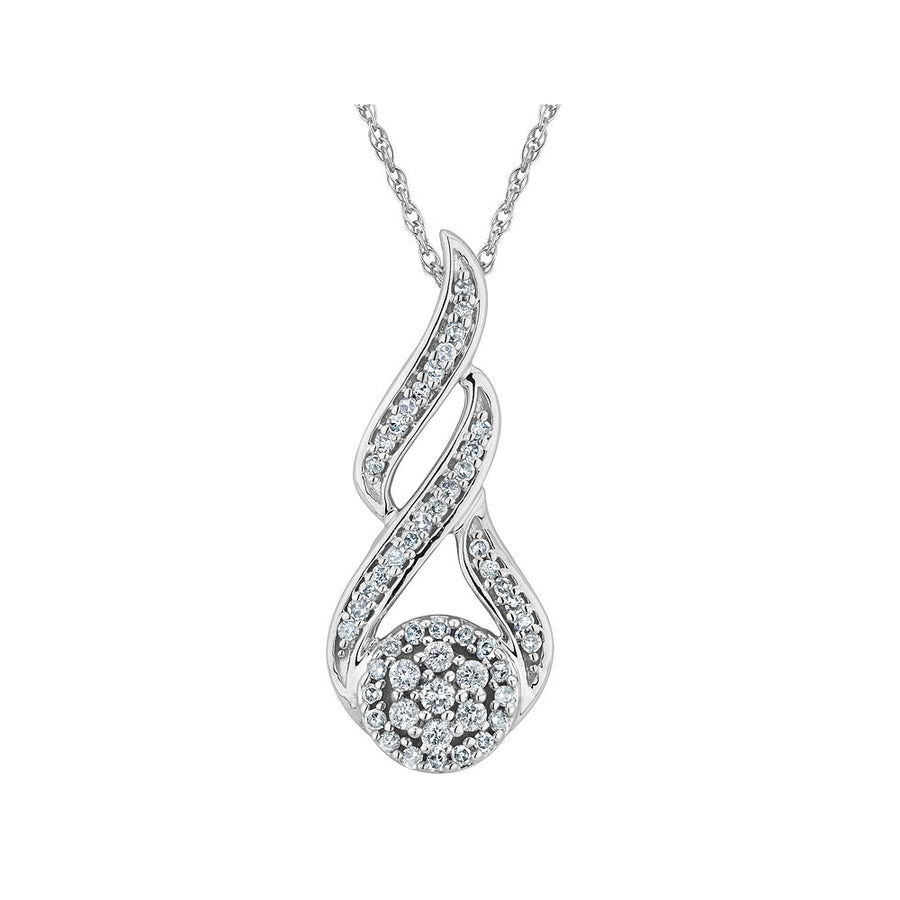 1/4 Carat (ctw) Drop Diamond Fashion Pendant Necklace in 10K White Gold with Chain Image 1