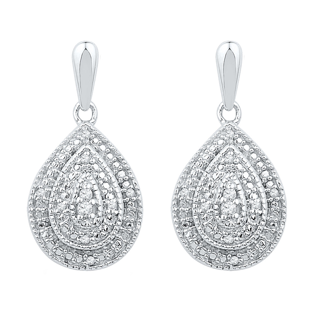 Diamond Teardrop Earrings 1/10 Carat (ctw) in Sterling Silver Image 1