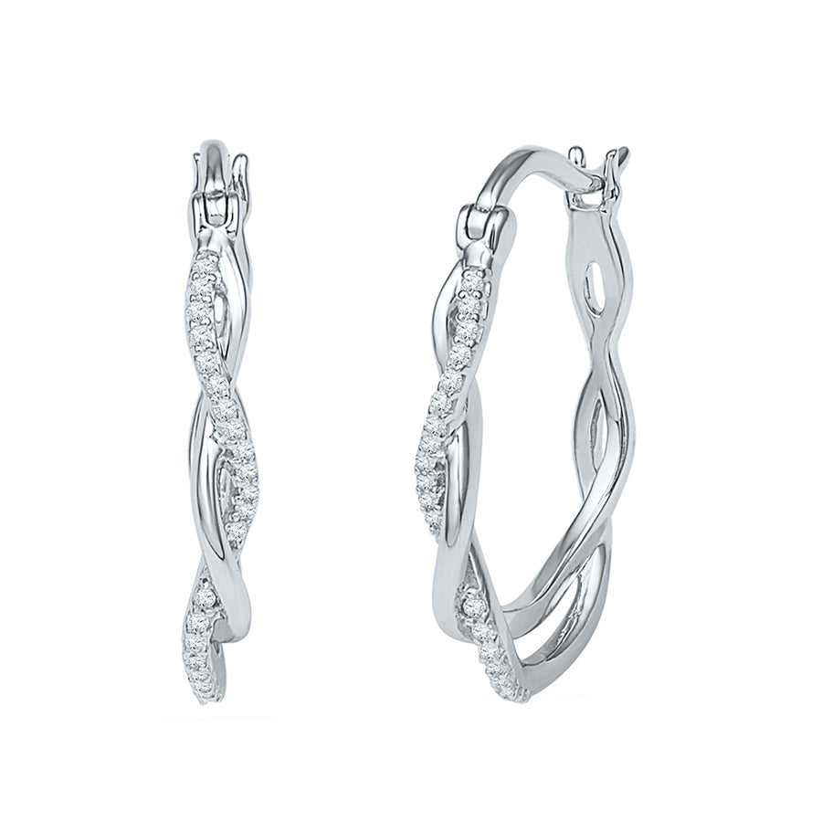 Diamond Hoop Earrings 1/10 Carat (ctw) in Sterling Silver Image 1