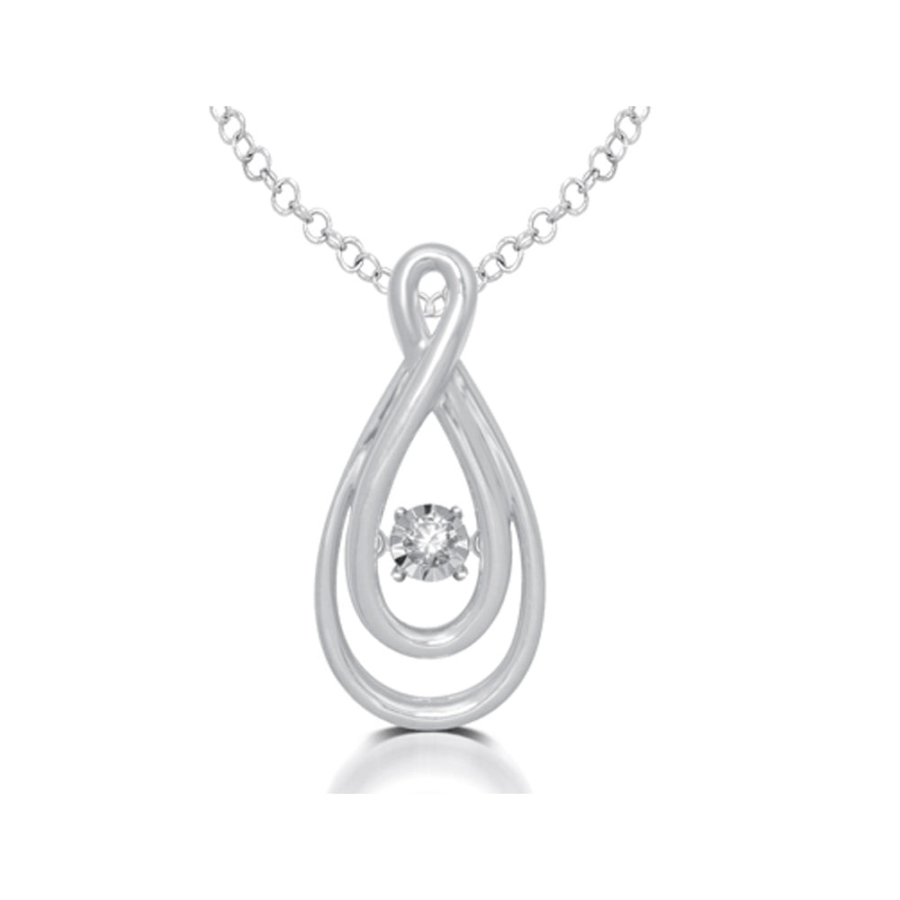 Glittering Stars Dancing Diamond Pendant Necklace in Sterling Silver with chain Image 1