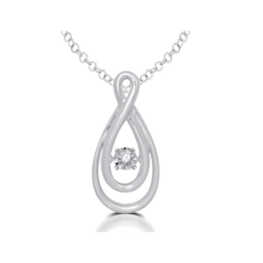 Glittering Stars Dancing Diamond Pendant Necklace in Sterling Silver with chain Image 1