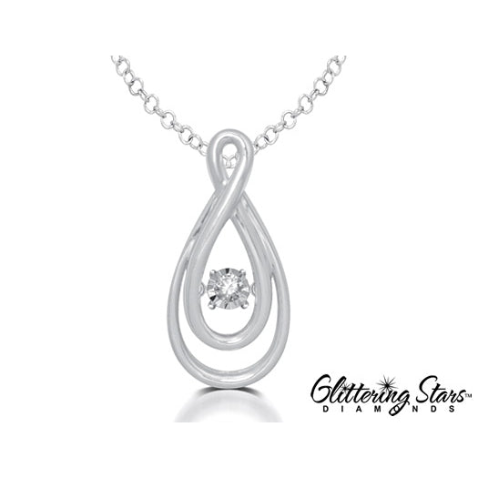 Glittering Stars Dancing Diamond Pendant Necklace in Sterling Silver with chain Image 2