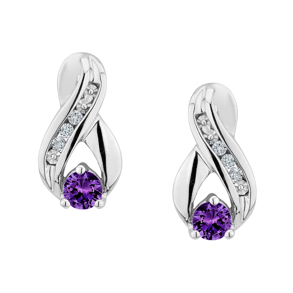 1/6 Carat (ctw) Amethyst Infinity Earrings in Sterling Silver Image 1