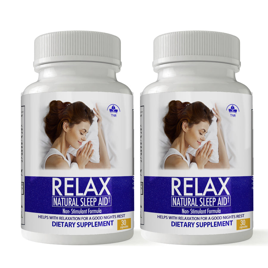 Relax Natural Sleep Aid Insomnia Support 2 Bottle Pack All Natural Supplements Image 1